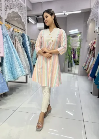 Heavy Cotton Round v Neck Designer Lining Kurti Pant