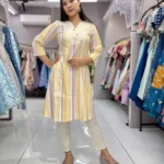 Heavy Cotton Round v Neck Designer Lining Kurti Pant