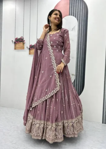 Heavy Embroidered Partywear Gown With Dupatta