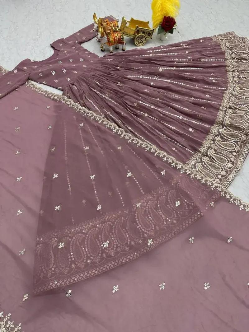 Heavy Embroidered Partywear Gown With Dupatta