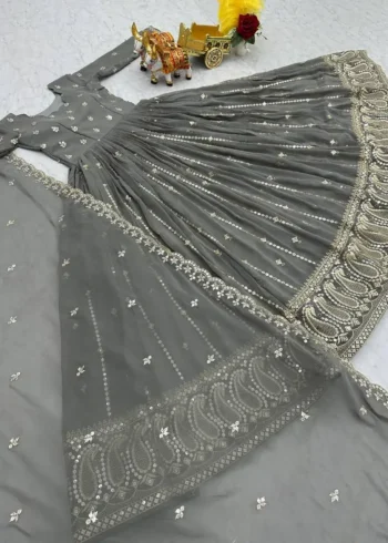 Heavy Embroidered Partywear Gown With Dupatta