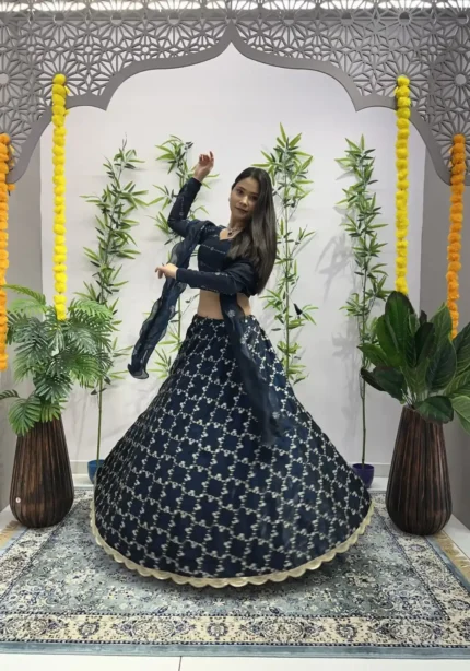 Heavy Embroidery Zari Sequence Coding Lace Work Garlish Jimmy Choo Lehenga