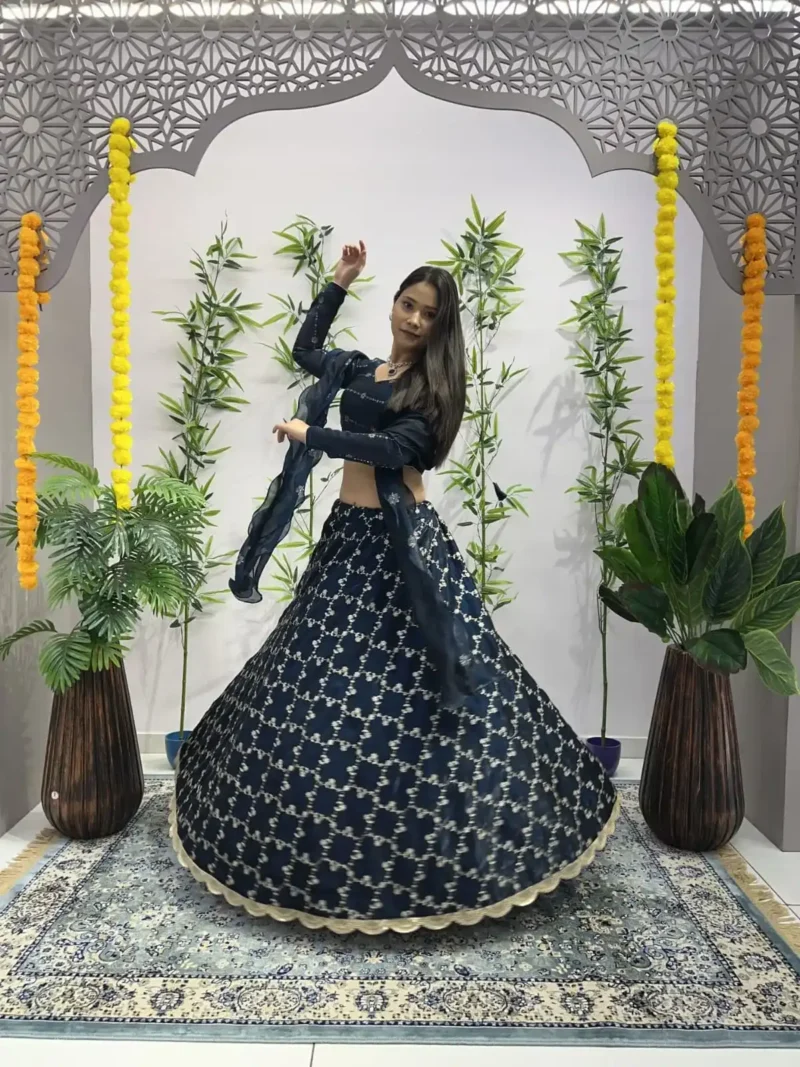 Heavy Embroidery Zari Sequence Coding Lace Work Garlish Jimmy Choo Lehenga