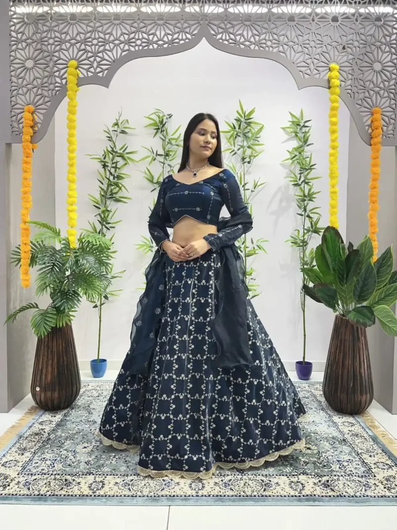 Heavy Embroidery Zari Sequence Coding Lace Work Garlish Jimmy Choo Lehenga