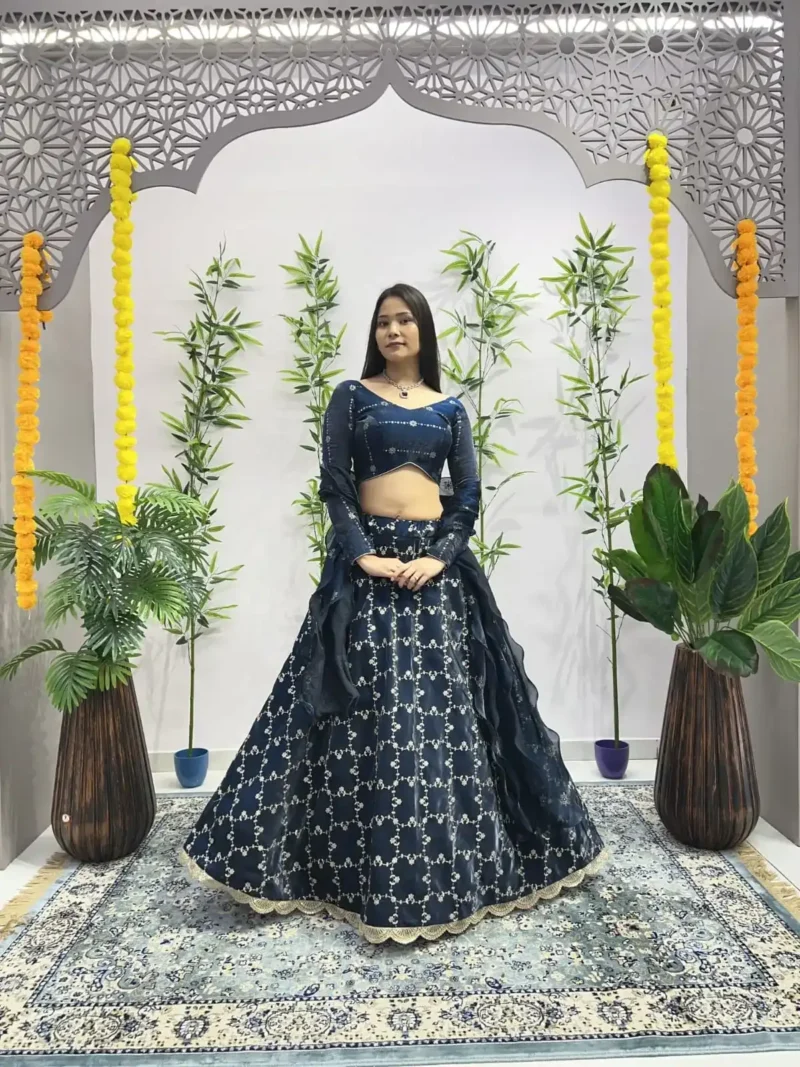 Heavy Embroidery Zari Sequence Coding Lace Work Garlish Jimmy Choo Lehenga