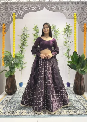 Heavy Embroidery Zari Sequence Coding Lace Work Garlish Jimmy Choo Lehenga