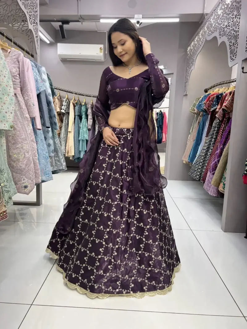Heavy Embroidery Zari Sequence Coding Lace Work Garlish Jimmy Choo Lehenga