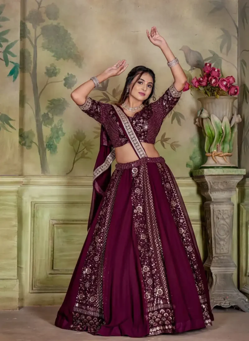 Heavy Georgette Coding and Sequence Embroidered Party lehenga Choli