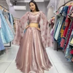 Heavy Jimmy Choo Peach Butterfly Designer Lehenga Choli