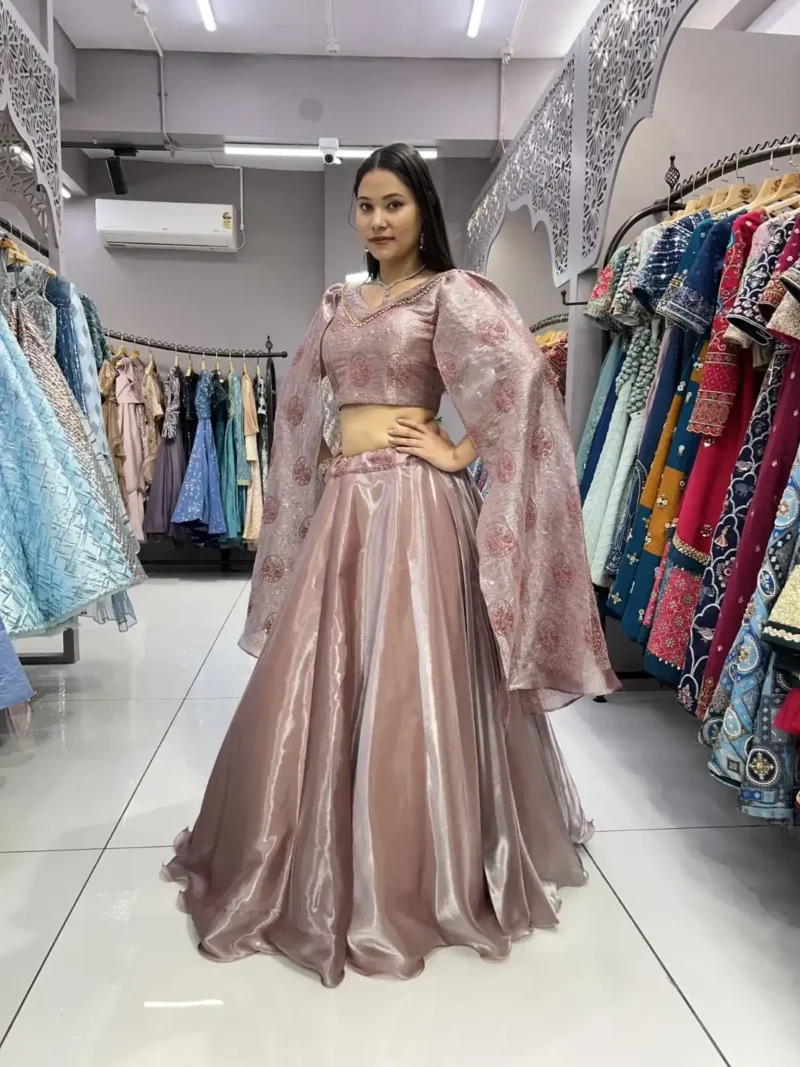 Heavy Jimmy Choo Peach Butterfly Designer Lehenga Choli