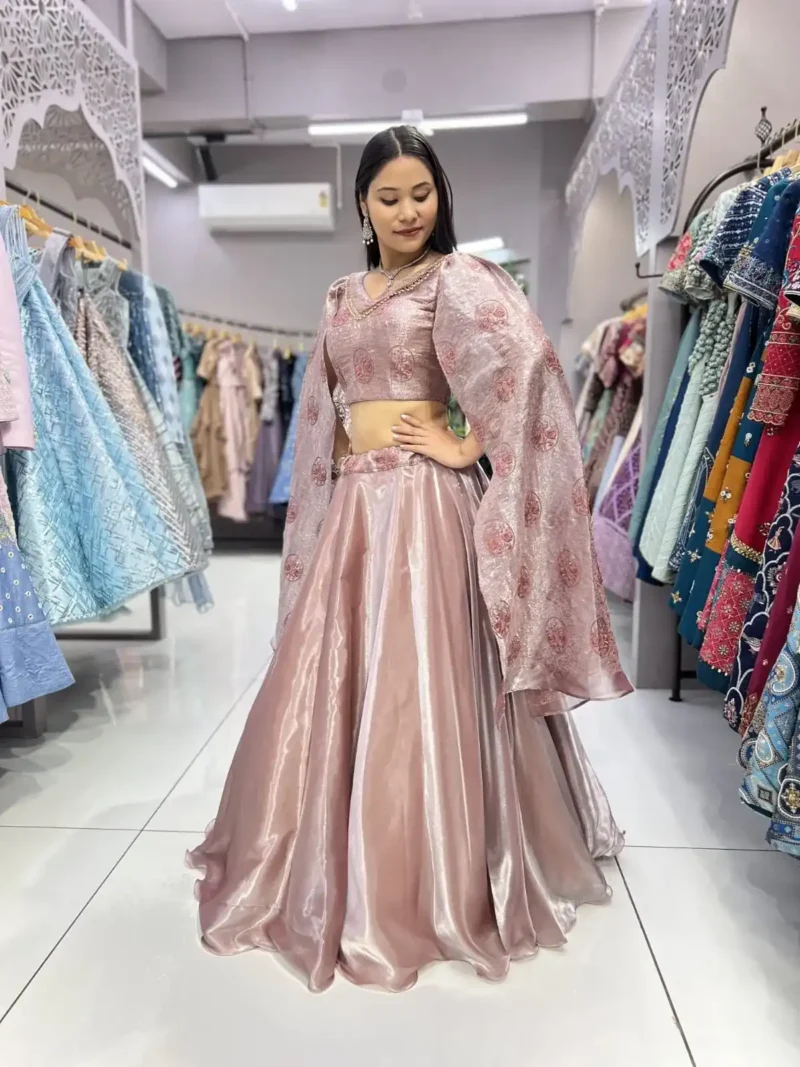 Heavy Jimmy Choo Peach Butterfly Designer Lehenga Choli