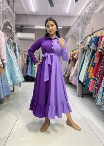 Heavy Malai Crepe Dual Colour Casual Gown