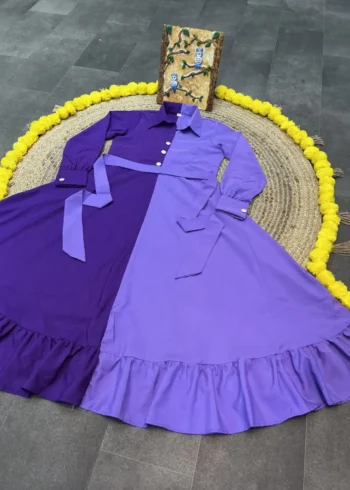 Heavy Malai Crepe Dual Colour Casual Gown