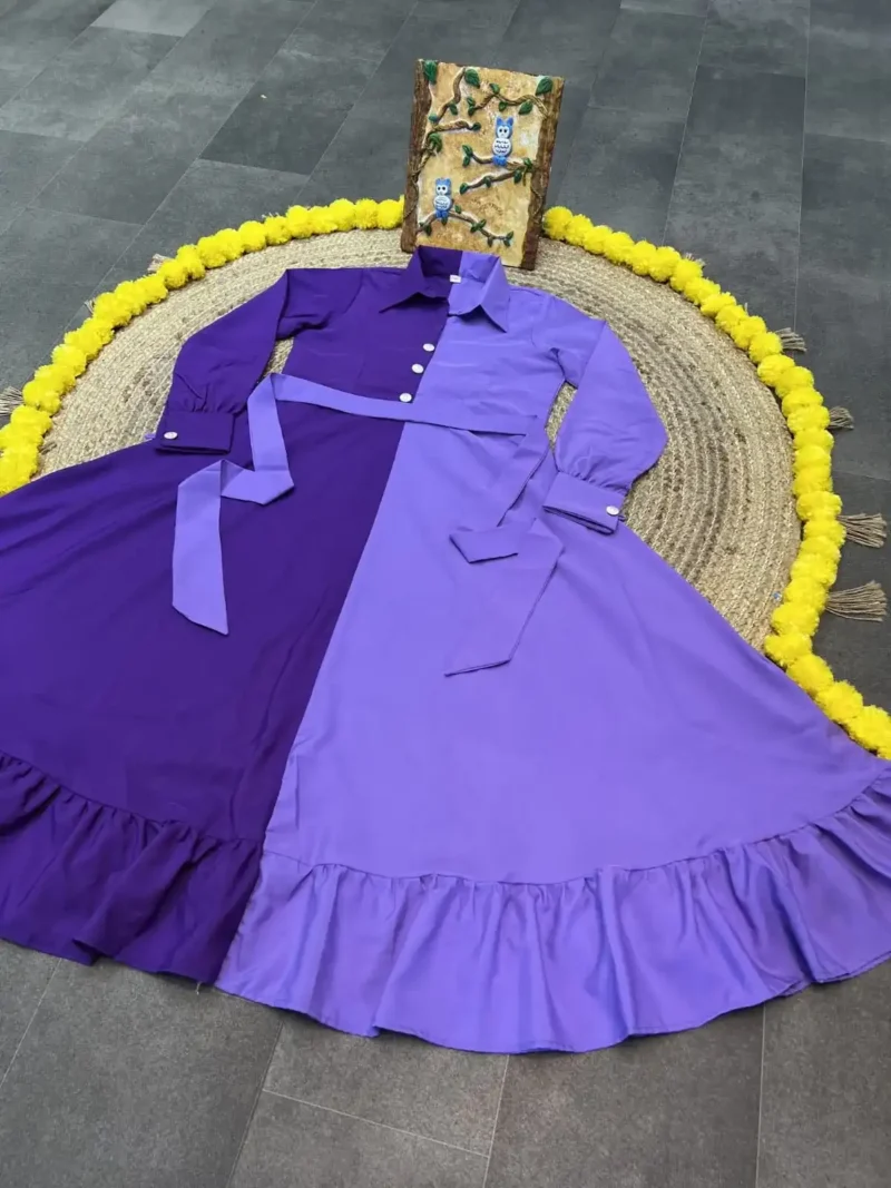 Heavy Malai Crepe Dual Colour Casual Gown
