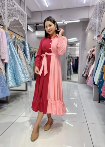 Heavy Malai Crepe Dual Colour Casual Gown