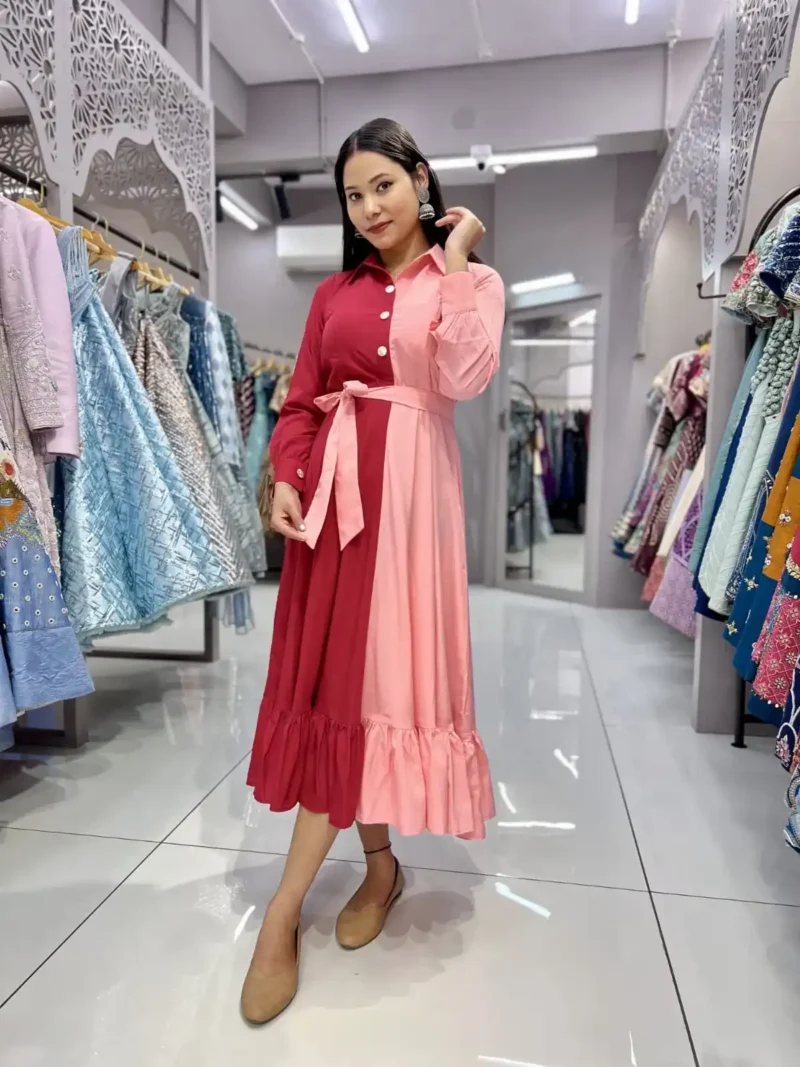 Heavy Malai Crepe Dual Colour Casual Gown
