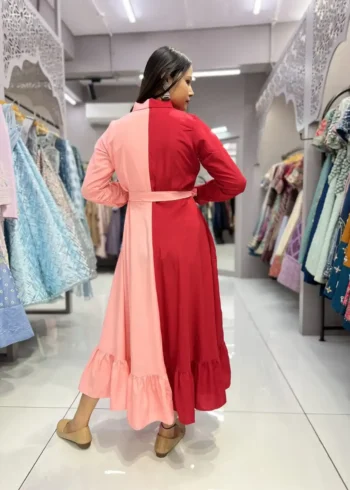 Heavy Malai Crepe Dual Colour Casual Gown