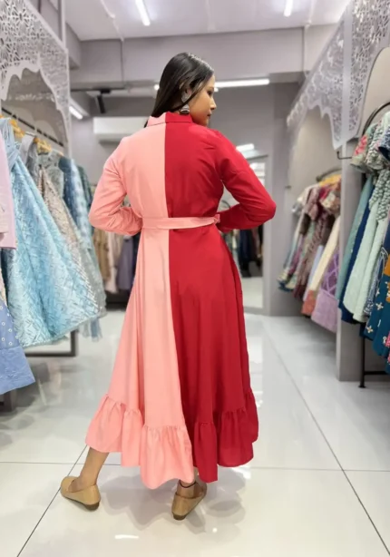 Heavy Malai Crepe Dual Colour Casual Gown