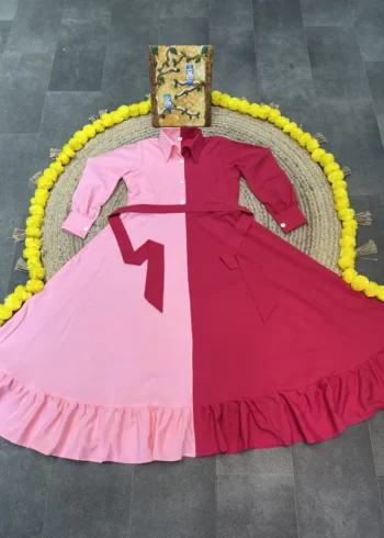 Heavy Malai Crepe Dual Colour Casual Gown