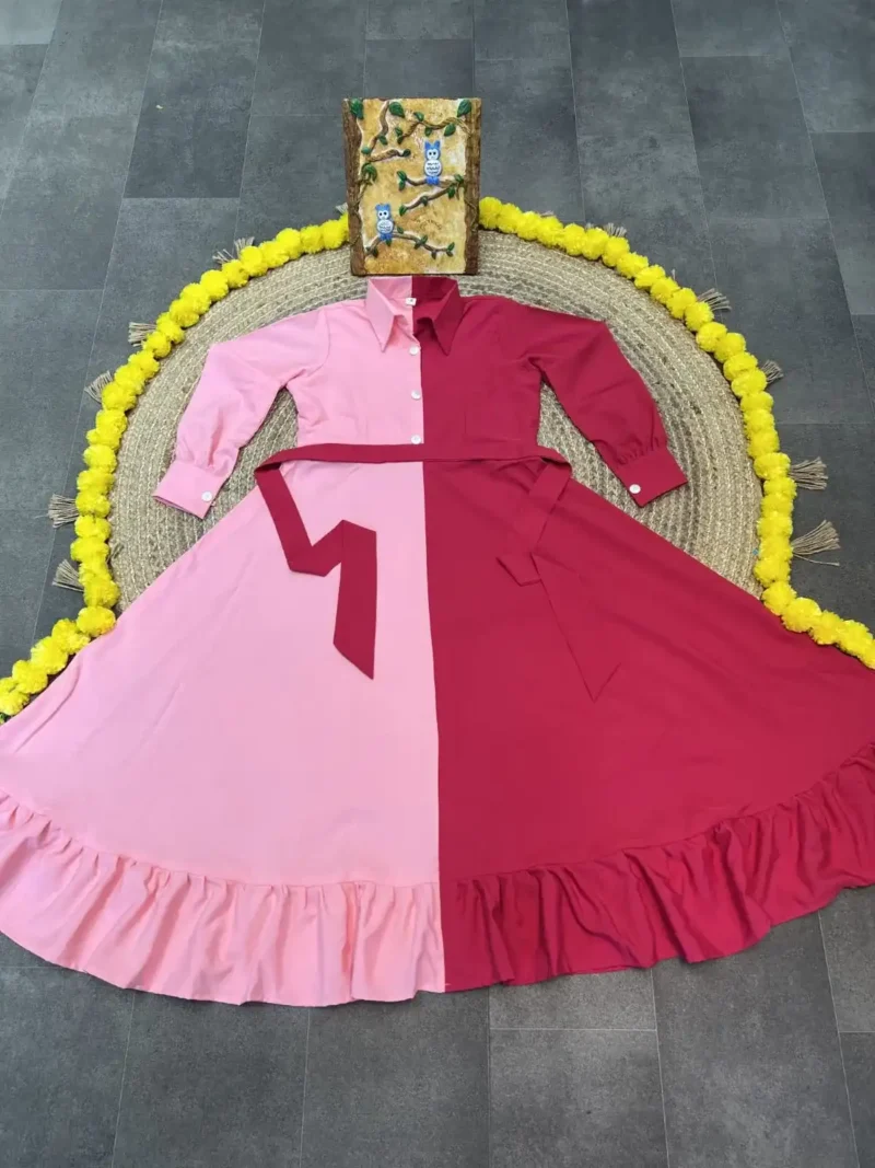 Heavy Malai Crepe Dual Colour Casual Gown