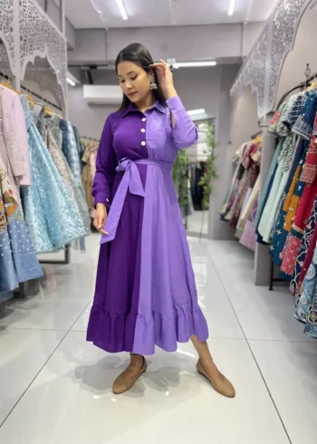 Heavy Malai Crepe Dual Colour Casual Gown