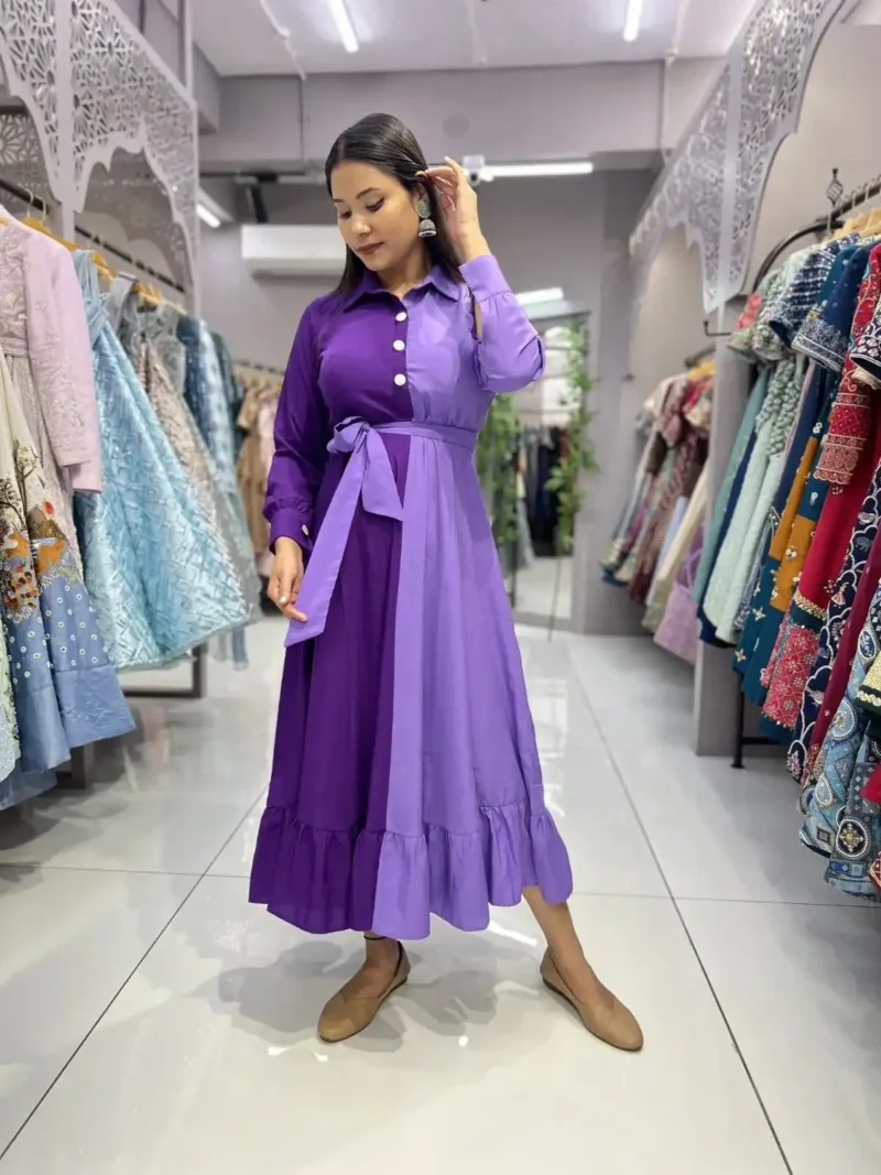Heavy Malai Crepe Dual Colour Casual Gown