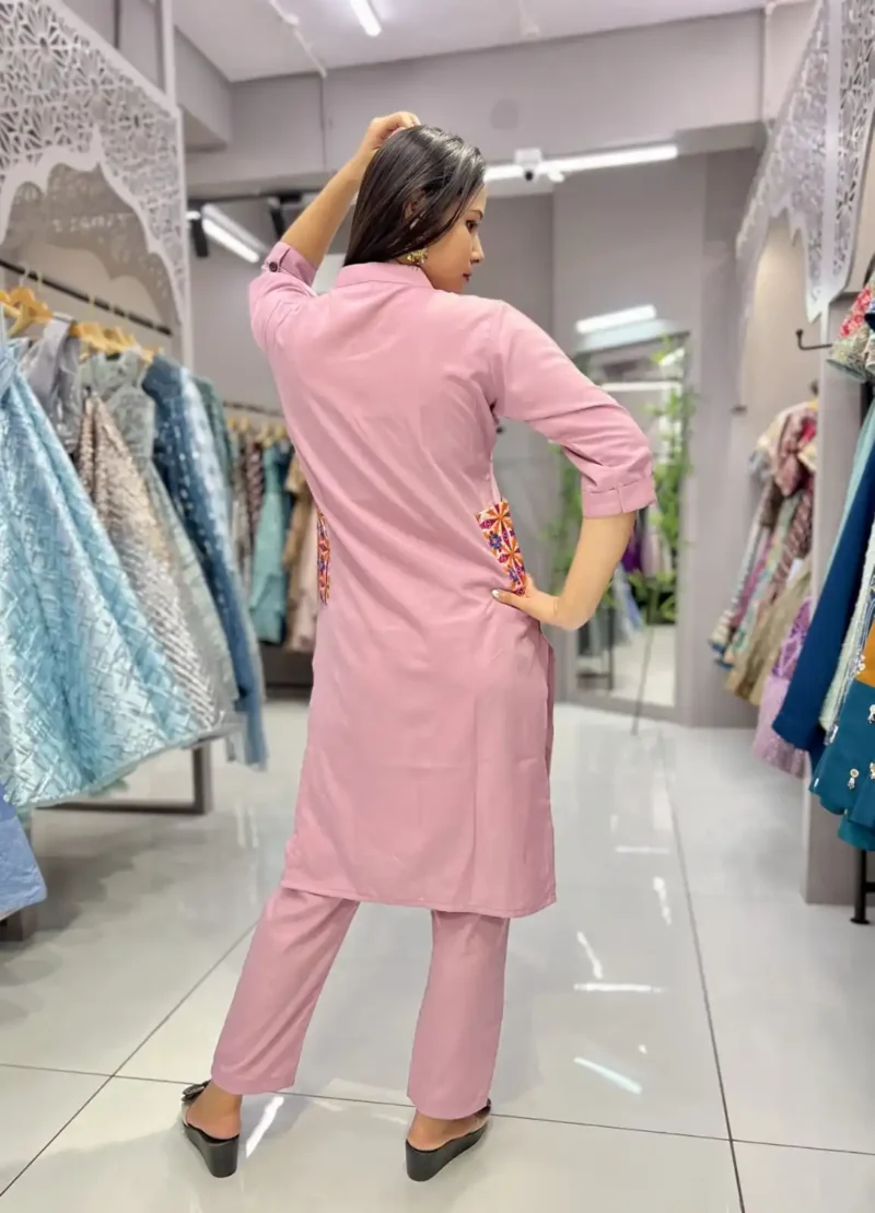 Heavy Malai Crepe Embroidery Work Pocket Designer Kurti Pant