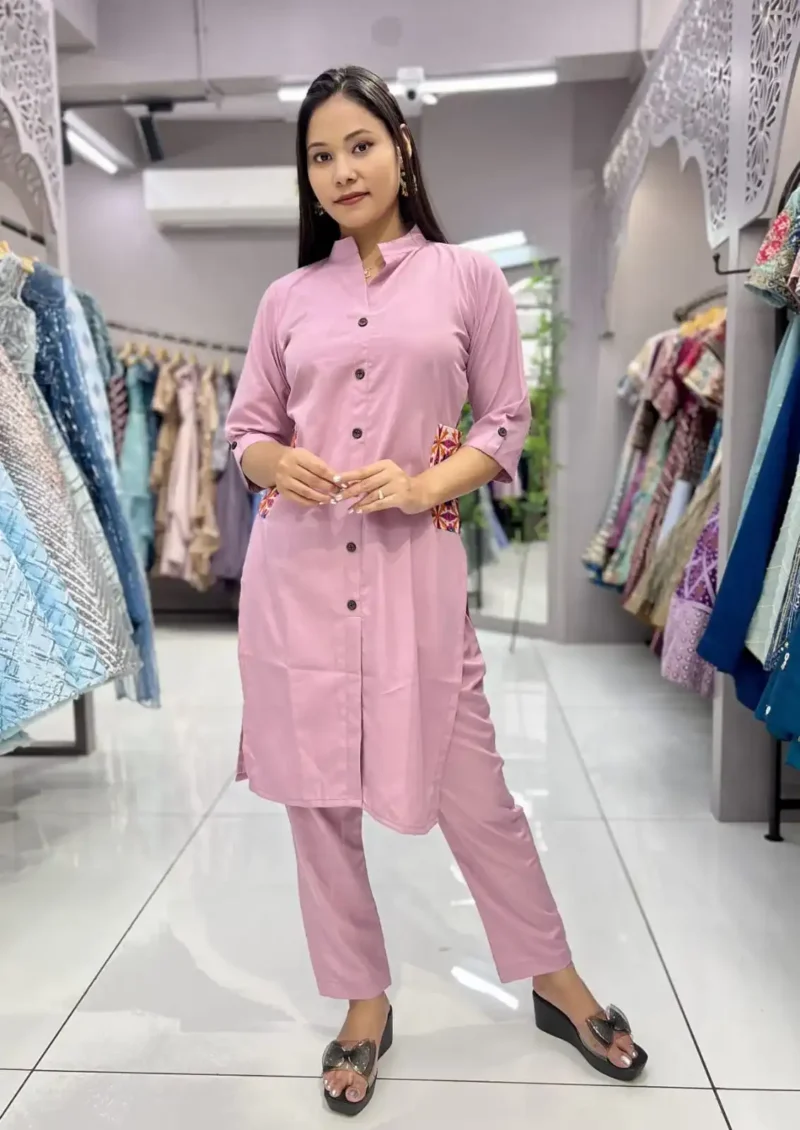 Heavy Malai Crepe Embroidery Work Pocket Designer Kurti Pant