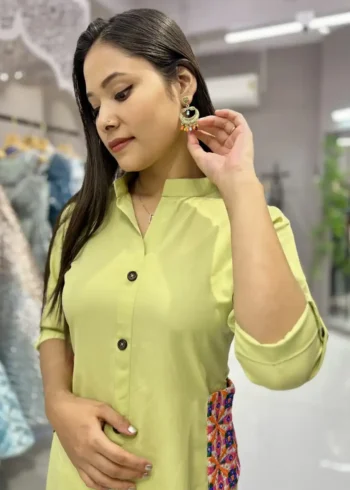 Heavy Malai Crepe Embroidery Work Pocket Designer Kurti Pant