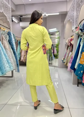 Heavy Malai Crepe Embroidery Work Pocket Designer Kurti Pant