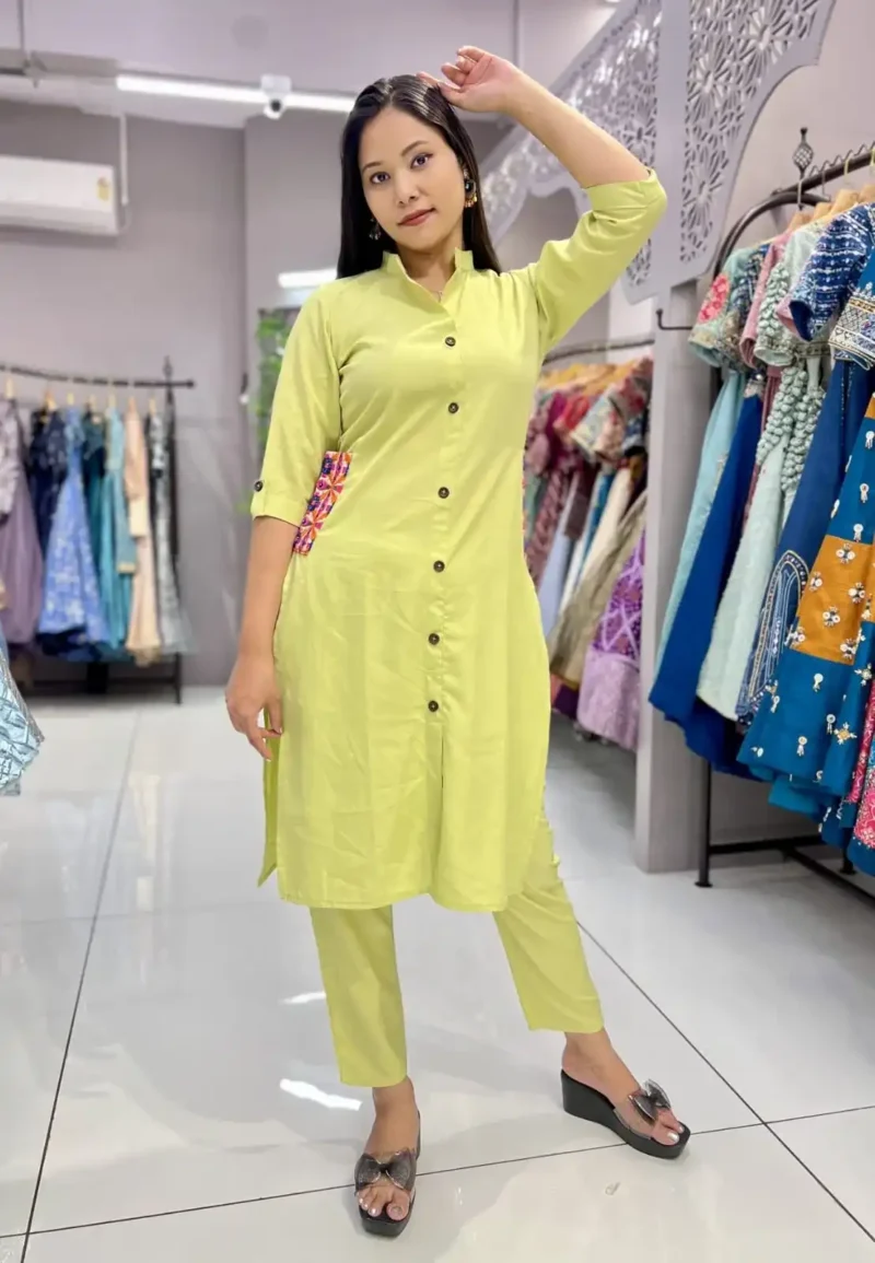 Heavy Malai Crepe Embroidery Work Pocket Designer Kurti Pant