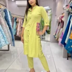 Heavy Malai Crepe Embroidery Work Pocket Designer Kurti Pant