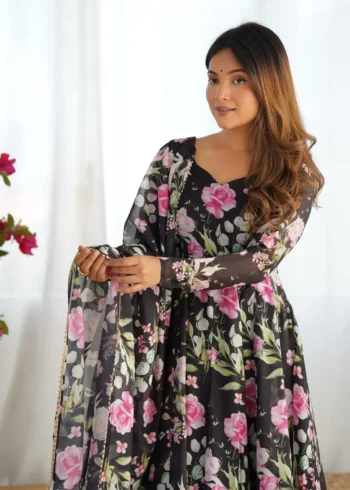 Heavy Pure Soft Organza Silk Printed Anarkali Suit Gown
