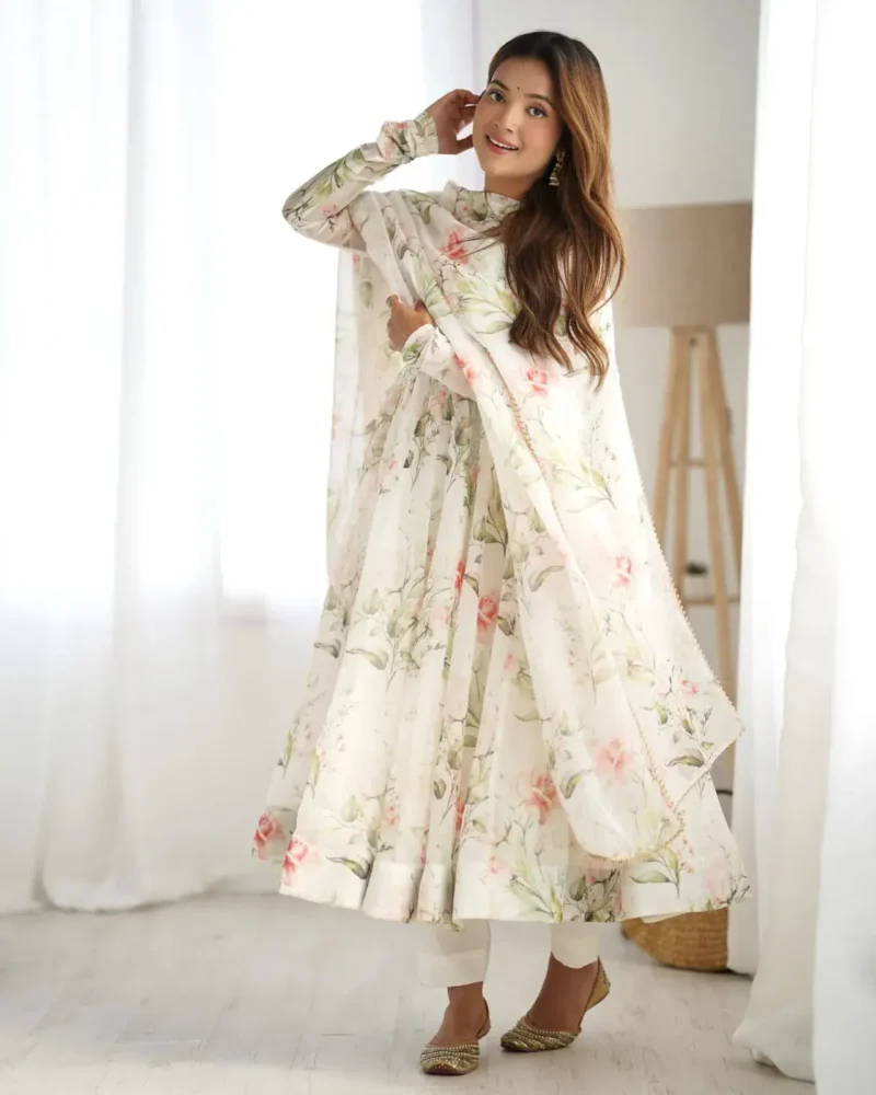Heavy Pure Soft Organza Silk Printed Anarkali Suit Gown