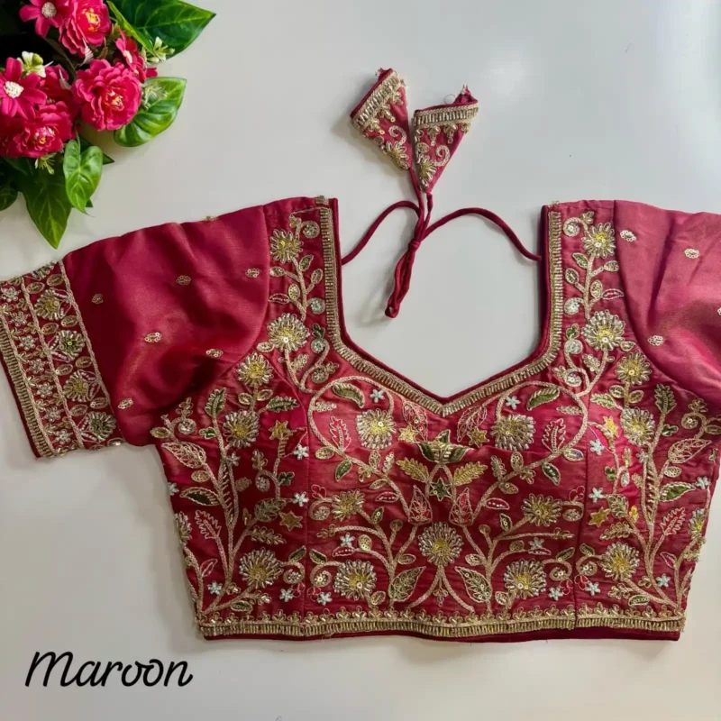 Heavy Stars Beads Handwork Cosmos Silk Bridal Partwear Blouse