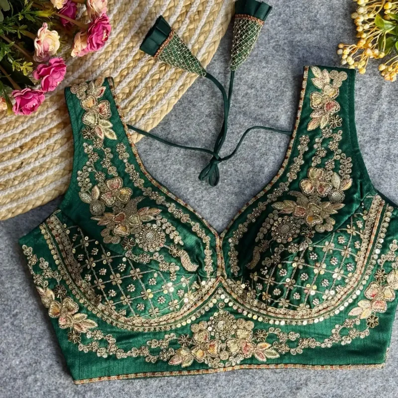 Heavy Stars Beads Work Sabyasachi Neck Bridal Blouse