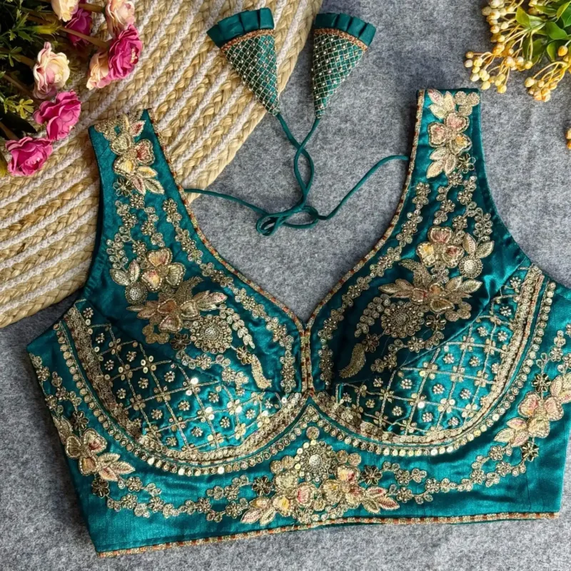 Heavy Stars Beads Work Sabyasachi Neck Bridal Blouse