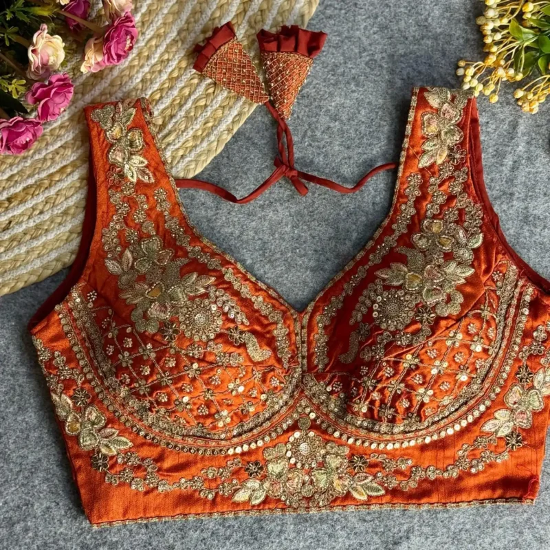 Heavy Stars Beads Work Sabyasachi Neck Bridal Blouse