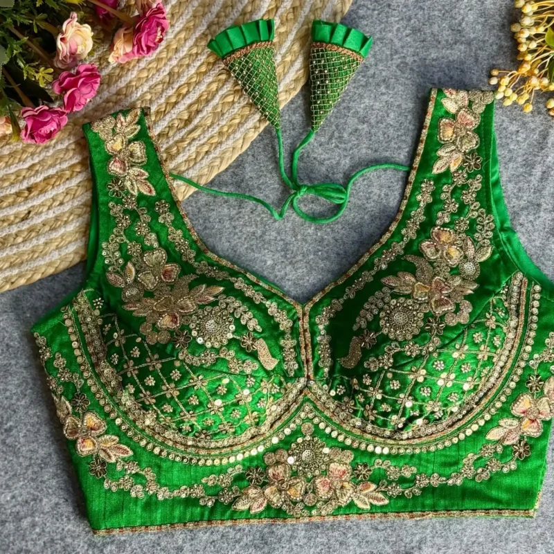 Heavy Stars Beads Work Sabyasachi Neck Bridal Blouse