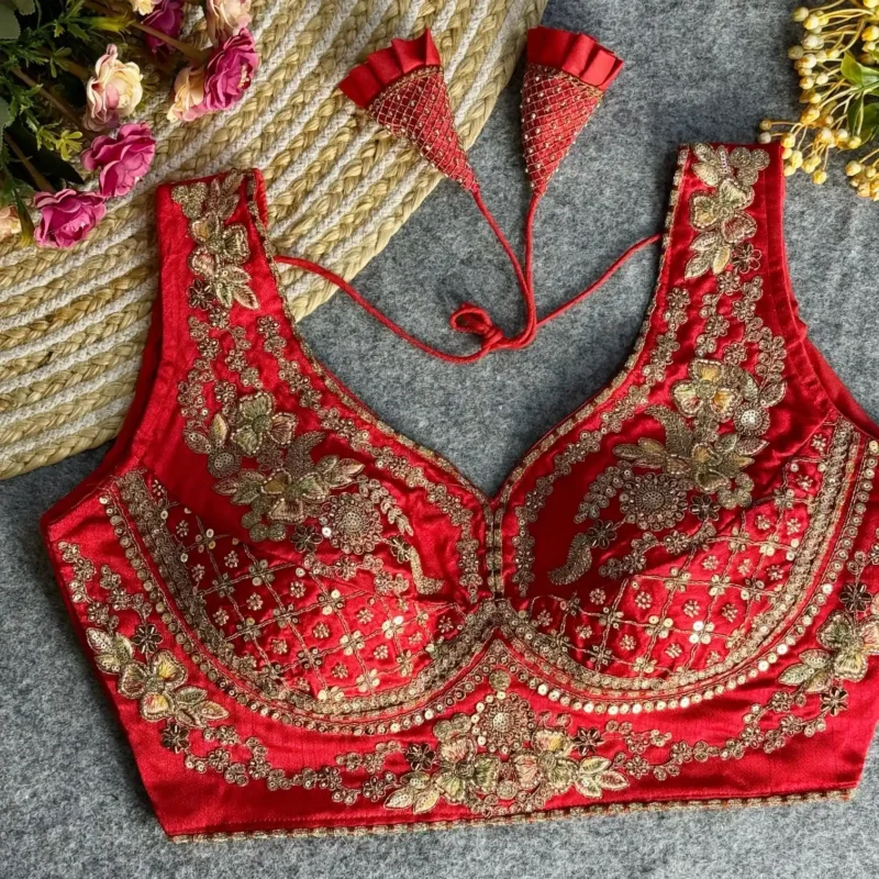 Heavy Stars Beads Work Sabyasachi Neck Bridal Blouse