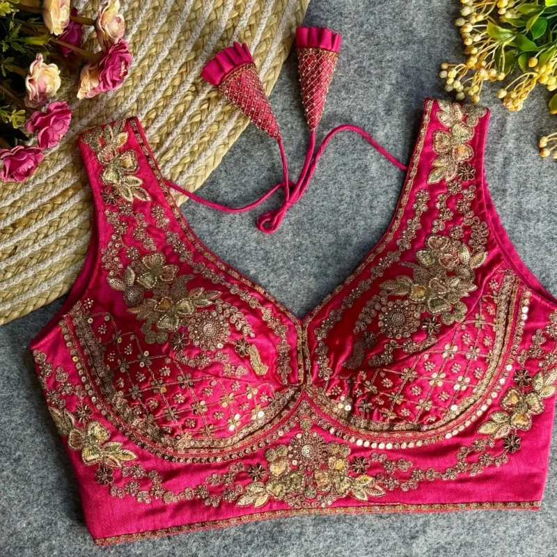 Heavy Stars Beads Work Sabyasachi Neck Bridal Blouse