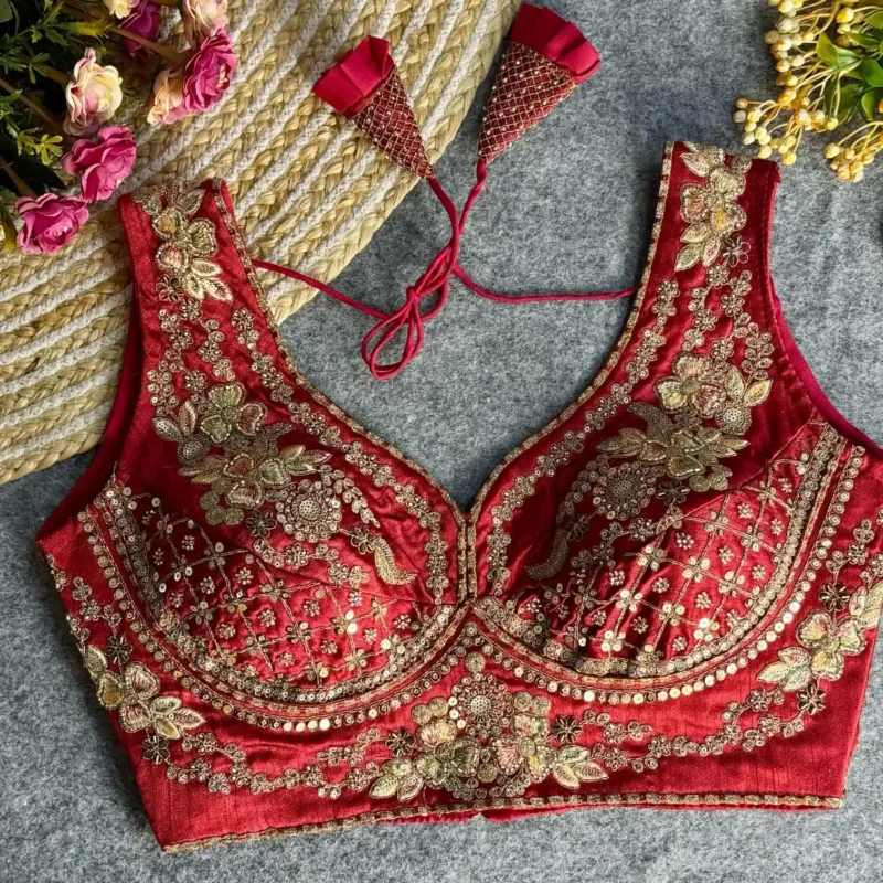 Heavy Stars Beads Work Sabyasachi Neck Bridal Blouse