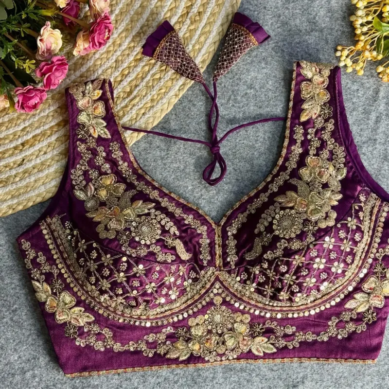 Heavy Stars Beads Work Sabyasachi Neck Bridal Blouse