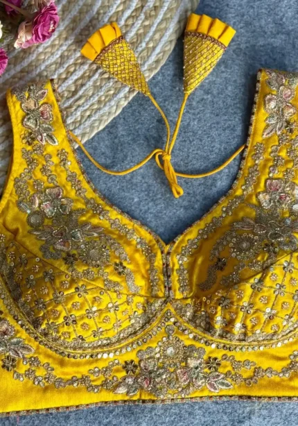 Heavy Stars Beads Work Sabyasachi Neck Bridal Blouse