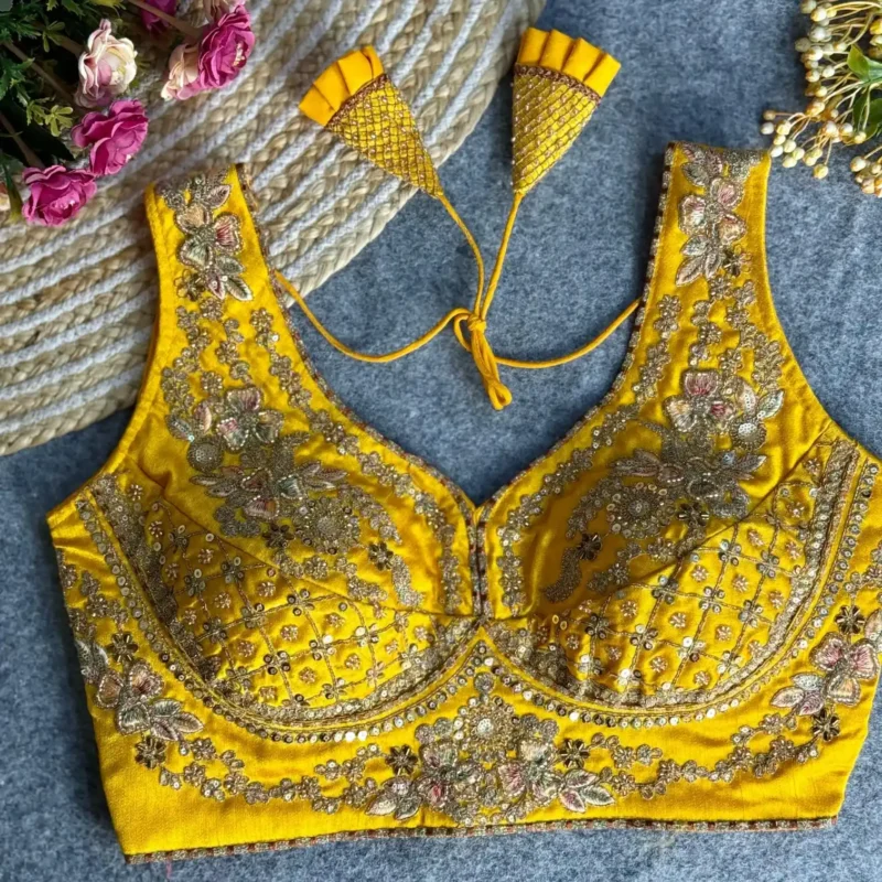 Heavy Stars Beads Work Sabyasachi Neck Bridal Blouse