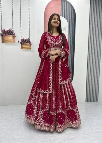 Party Wear Heavy Embroidery Sequence Work Stitched Lehenga Choli
