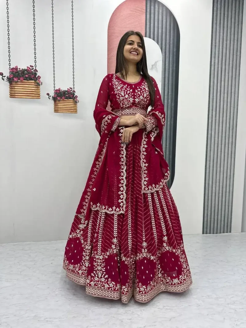 Party Wear Heavy Embroidery Sequence Work Stitched Lehenga Choli
