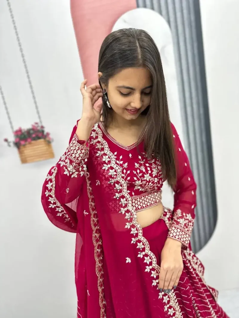 Party Wear Heavy Embroidery Sequence Work Stitched Lehenga Choli