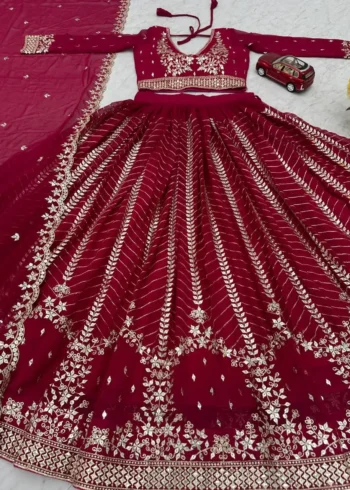 Party Wear Heavy Embroidery Sequence Work Stitched Lehenga Choli
