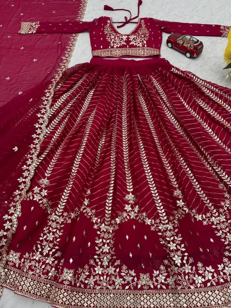 Party Wear Heavy Embroidery Sequence Work Stitched Lehenga Choli